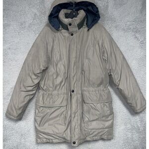 RFT Rainforest Parka Down Coat Mens Sz M Tan Hooded Quilted Lining Puffer Jacket